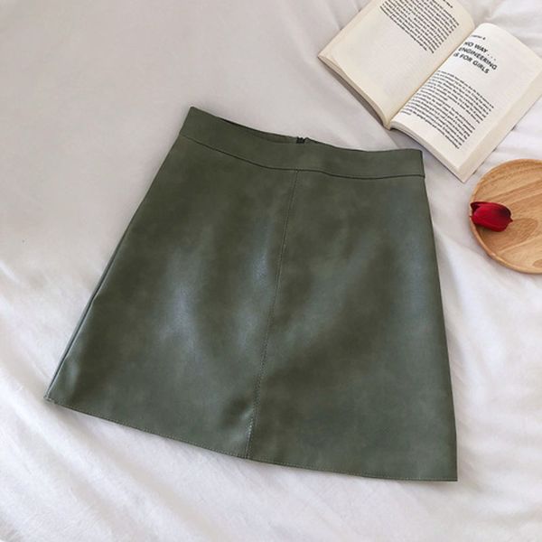 

neploe black high waist a line jupe femme autumn winter outwear mini short faldas mujer slim fit hip leather skirt women 46411 q1209