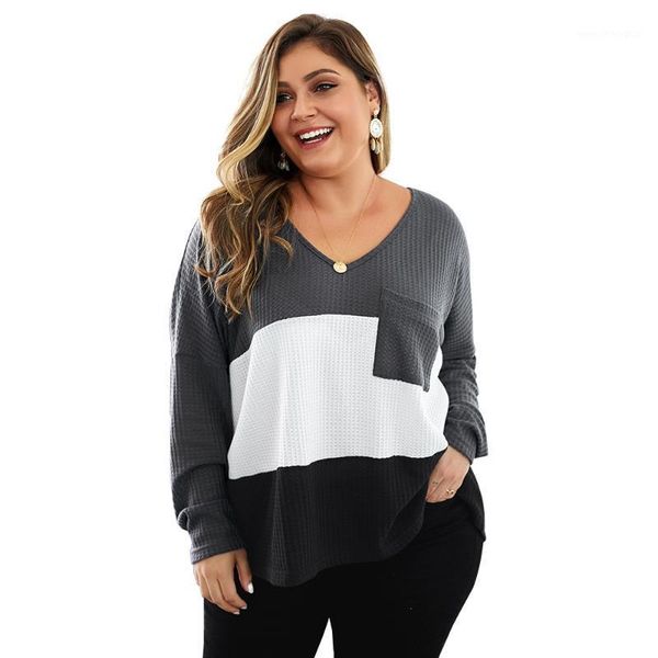 

women's sweaters oversized sweater women spring 2021 long sleeve patchwork plus size knitted loose casual clothes with pocket pullover1, White;black