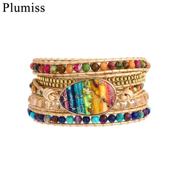 

7 colors chakra natural stone wrap bracelet for women healing balance multicolor beads yoga friendship bracelets female jewelry, Golden;silver