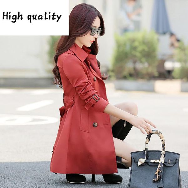 

breasted double windbreaker women european trench coat para as mulheres outwear coat female spring autumn female coats, Tan;black