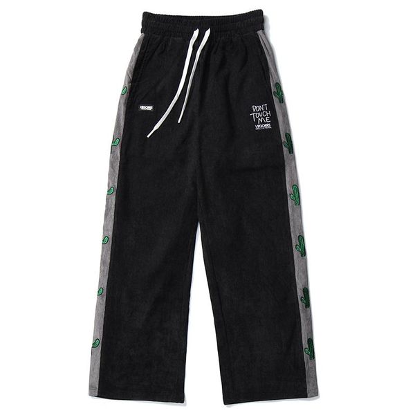 

mens hip hop corduroy baggy jogger pants vintage patchwork cactus harajuku streetwear sweatpants casual spring track trousers, Black