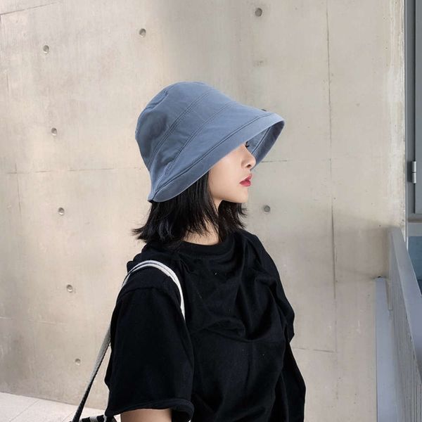 

abstinence is a simple sunshade fisherman's cool wind, big brim and basin hat, with various decorations, Blue;gray