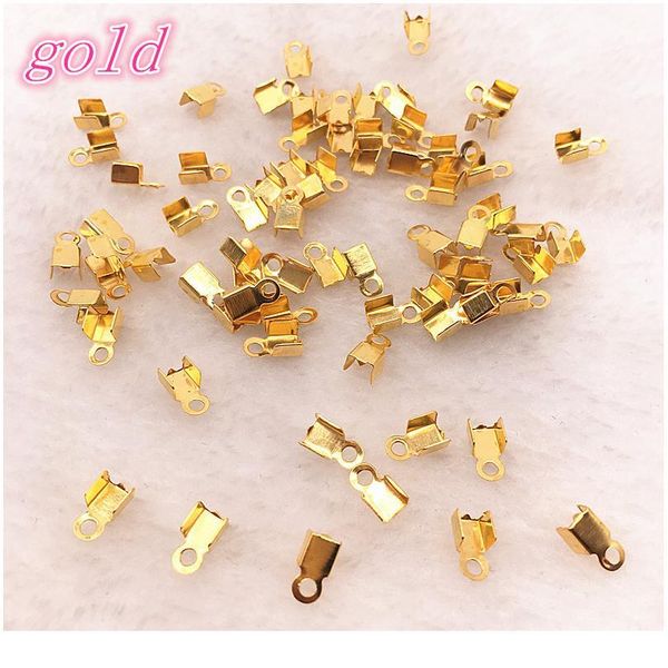 

200pcs/lot 4x8mm crimp beads cove clasps cord end caps string ribbon leather clip foldover for necklace co qylnqk