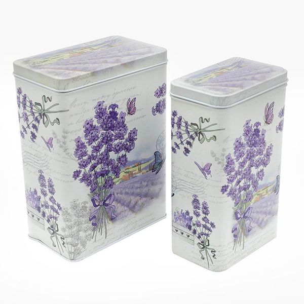 

lavender pattern iron box iron box square biscuit coffee can candy