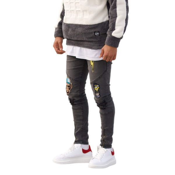 

casual 100% cotton men zipper detailed patchwork jeans new style good price wholesale offer trend 2021, Blue