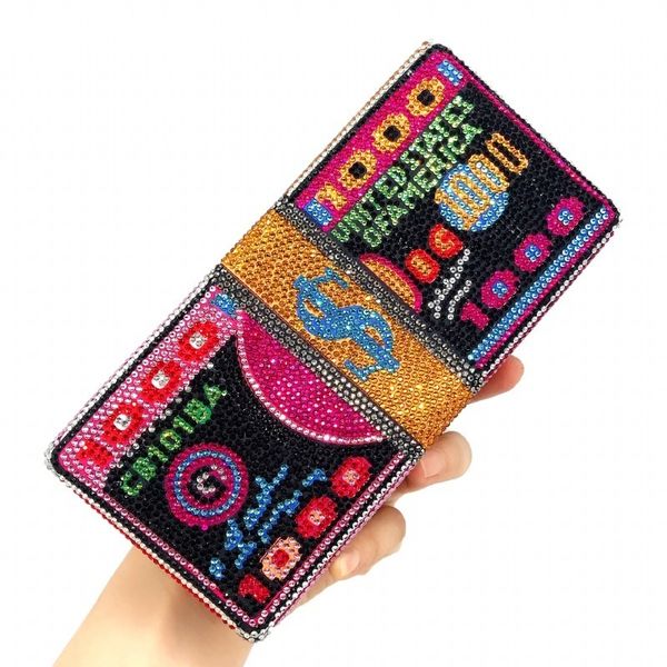 

bee in fly luxury hand inlaid diamond evening bag dollars clutch women's wedding zero wallet stack of cash funny money bag y200623