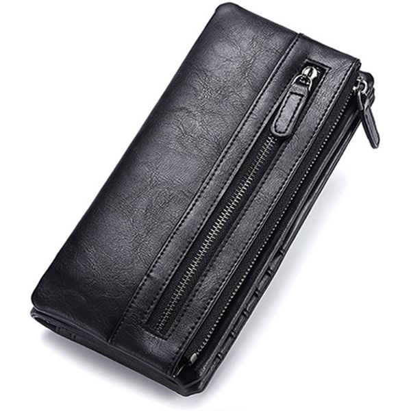 

2020 new are exclusively for long men's zipper soft mobile wallets multifunctional pu waterproof wall, Red;black