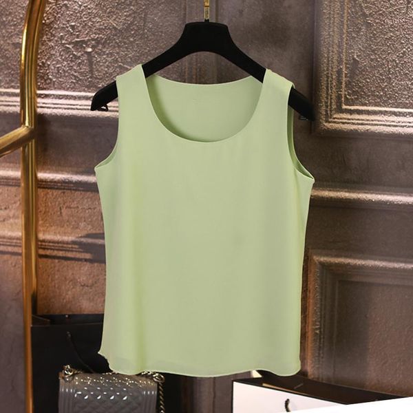 

2020 summer large size chiffon tank women plus sized 4xl solid black/red basic tanks vest 8 colors1, White