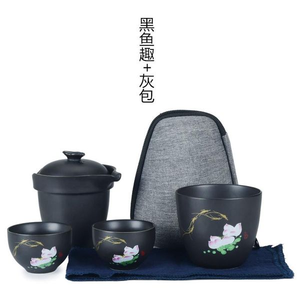 

один горшок две чашки путешествия кунг-фу чашка портативный маленький мешок путешествия простые чайный набор чайный комплект wmtapk