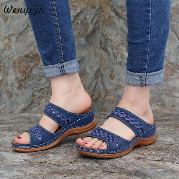 

wenyujh women's open toe comfy sandals super soft premium orthopedic low heels walking toe corrector sandals drop shipping y200423, Black