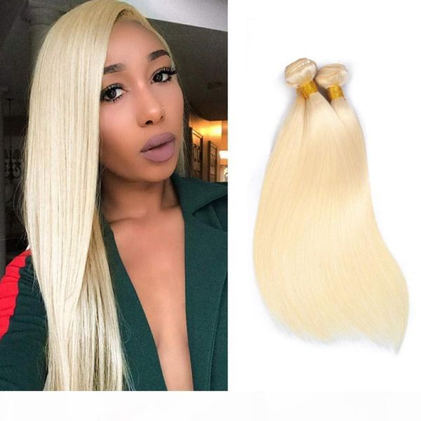 

brazilian virgin hair extensions blonde 100% human hair straight 2 bundles four pieces lot hair products 613# color 95-100g piece, Black