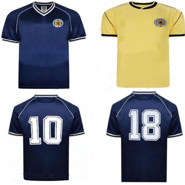 

1982 1986 кубок мира футбол джерси оборудование для джерси главная синие наборы 1982 1983 классический старинный шотландия ретро футбольная, Black;yellow
