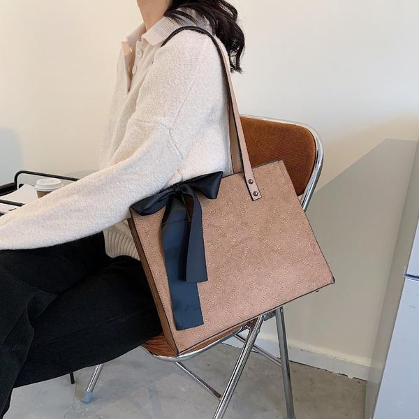 

big scrub pu leather shoulder bags for women 2021 fashion trending ribbon bowknot women's hand bag handbags and purses