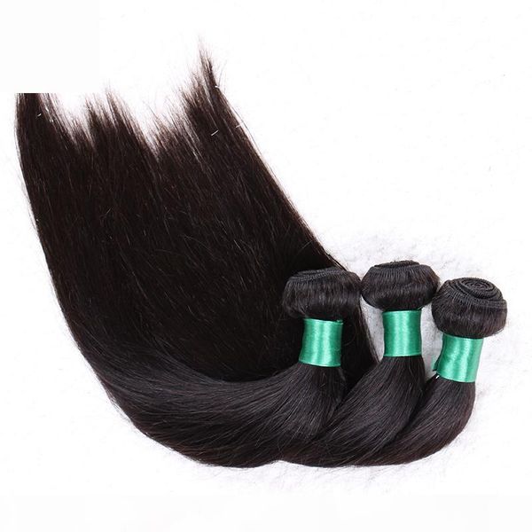 

grade 9a--double weft hair 100% human brazilian remy hair silk straight 100g piece &3 bundles lot, dhl, Black