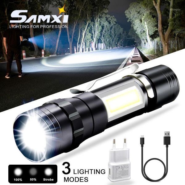 

flashlights torches mini bright led usb charging built-in lithium battery with side light lamp outdoor zoom long-range torch lantern1