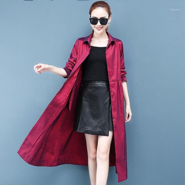 

vintage trench coat women clothes casual windbreaker female loose large size streetwear long trench coat women outerwear q22731, Tan;black