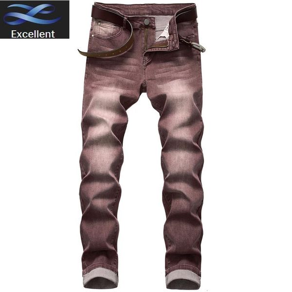 

mens designer distressed zipper luxury hole jean clothes casual jeans men skinny biker pants brown size 28-42, Blue
