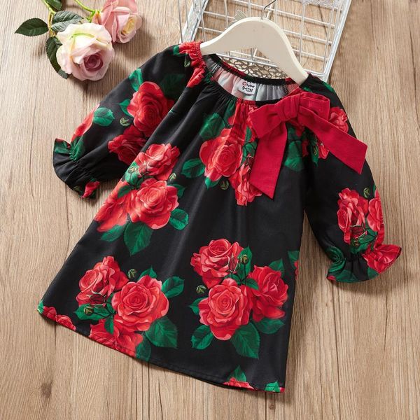 

baby girl sweet rose dress, Red;yellow