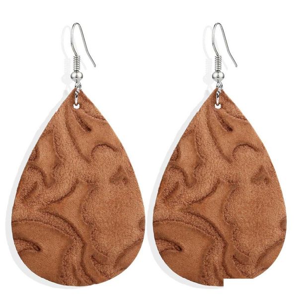 

2019 fashion leather earrings for women boho anaglyph earrings charm teardrop dangle earrings par sqclis beauty888, Silver