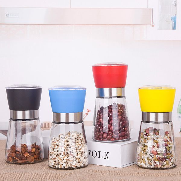 

plastic glass bottles manual red black blue pepper grinder kitchen supplies fine cap sichuan peppers grinder 3 2ch l1