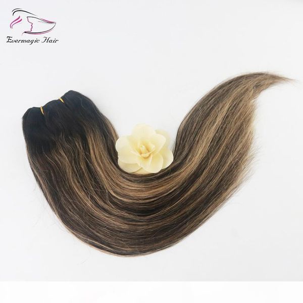 

selling colored #2#3#27 blonde highlight ombre hair balayage skin weft brazilian virgin hair extensions bundle, Black