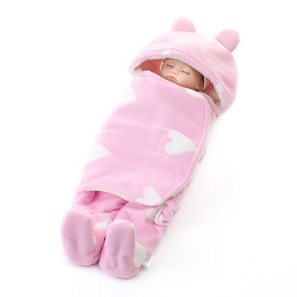 Newborn bebê cobertor swaddling envelope macio lã morna cobertor bebê cama colcha para bebé menino carrinho de criança saco de dormir lj201105