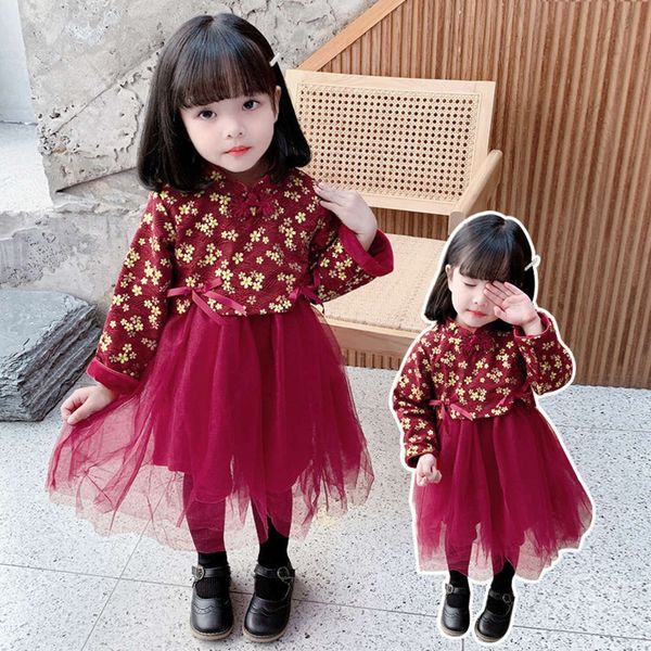 

children's winter 2020 new korean wear fashion girl's foreign sle bow drs, Red;yellow