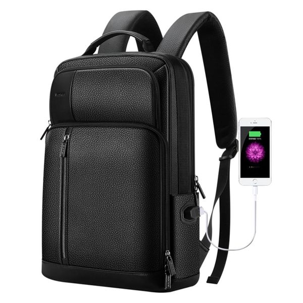 

bopai 851-036611 large capacity grain leather business breathable man backpack size 30x12x43cm
