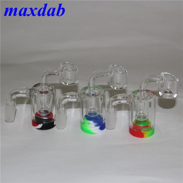 Narghilè Ash catcher ashcatcher 14 mm giunto 45 90 gradi con custodia in silicone vaso per narghilè Water Glass Recycler oil rig bong pipe banger al quarzo