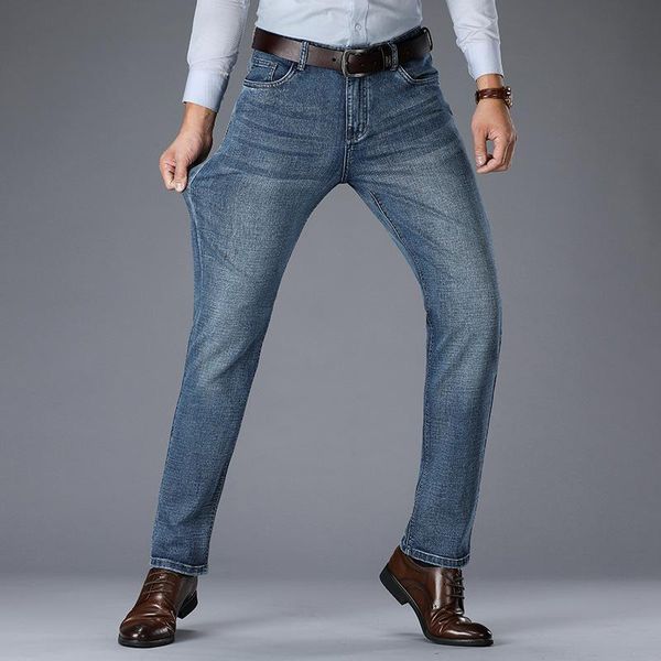 

new mens business fashion stretch denim classic style men's regular fit stragith jeans jean trousers male pants blue and black