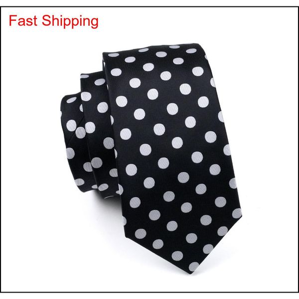 

fast shipping black tie white dot mens tie pocket square cufflinks set 8.5cm meeting business casual party neckti qyliok bdehome, Black;blue