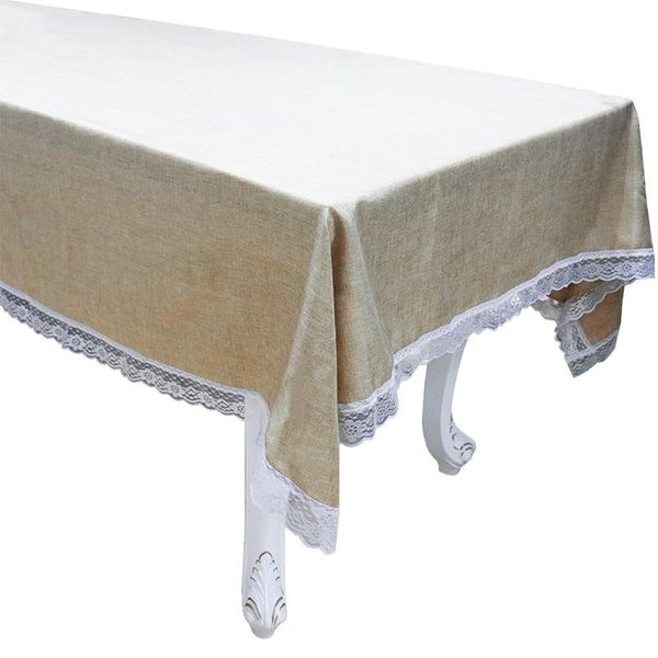 

1pcs imitation linen lace tablecloths rectangle table cover square dining table flag for wedding home party decorations wmtoio