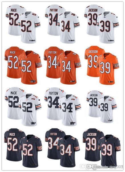 

мужская женская молодежь чикаго медведи 39 eddie jackson 52 khalil mack 34 walter payton white orange therty thumbs thumbs football, Black;red