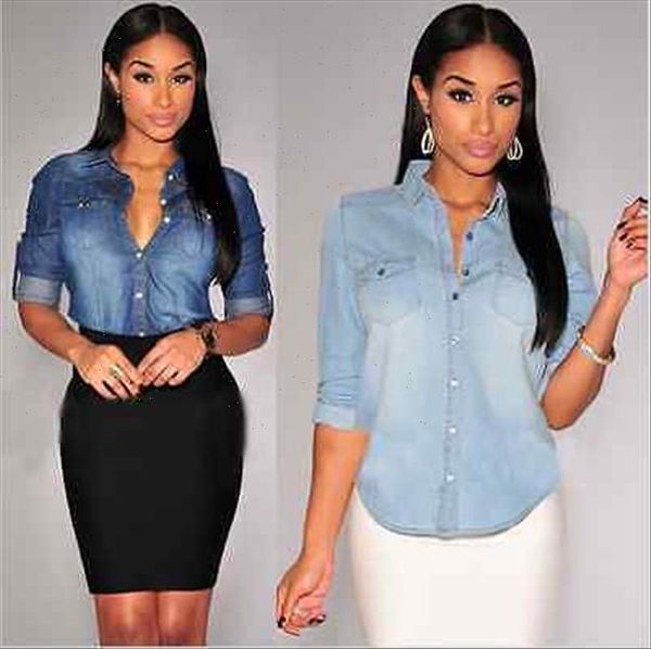 

ladies denim shirts long sleeve blue jeans shirt women blusas camisa femininas fashion 2021 spring plus size jeans blouses, White