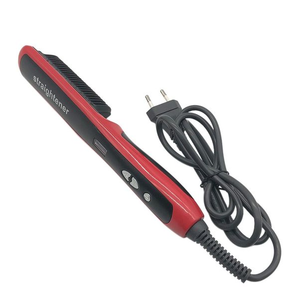 

beard straightener comb portable beard care lcd display ion straight hair comb heated anti-static w12404