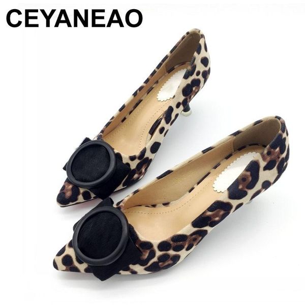 

ceyaneao2021 spring court shoes fashionable women's thin high-heeled shoes 6 cmwith a leopard print officewomen's shoe, Black