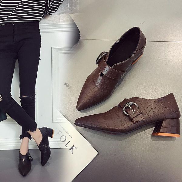 

high heel leather shoes sandals ladies pump all-match pointed wedge 2021 3cm african retro spring crossdressers block strap, Black
