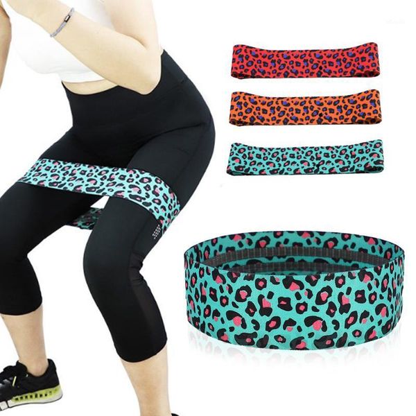 

resistance bands leopard hip band booty circle loop workout exercise for legs thigh squat non-slip design1