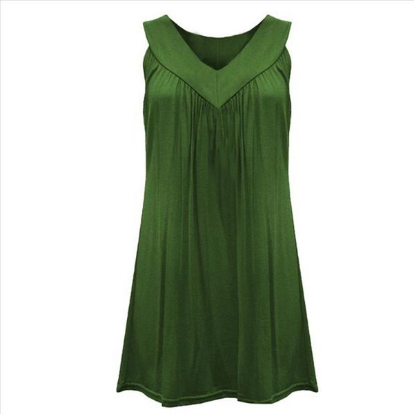 

платье моды женщины сексуальные летние v воротник рукав голова без рукавов чистый цвет пляж мини-сгибы топы блузки твердого женщины платье, Black