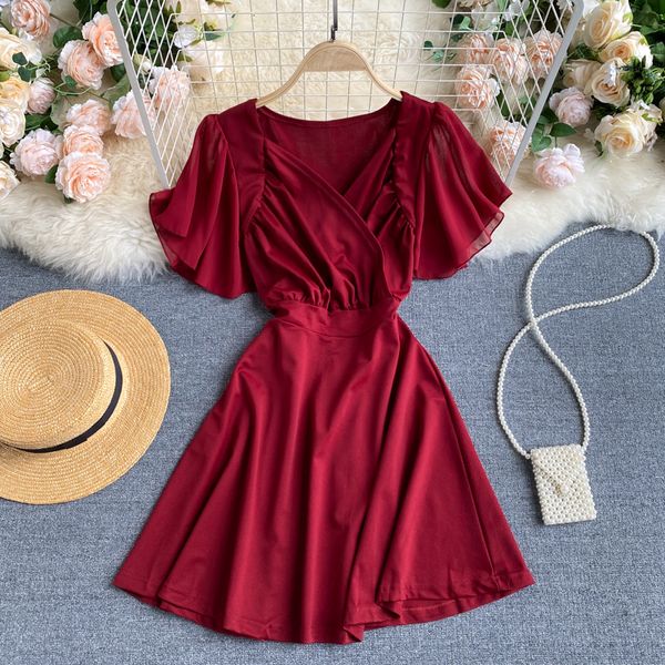 

2021 new female singiny summer neck elegant short office chic streetwear a-line dress t2ra, Black;gray