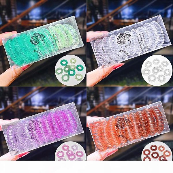 

9pcs set gradient telephone line elastic hair bands women girls colorful high elastic scrunchie ponytail rubber hair accessories