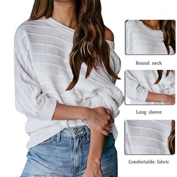 

gym clothing 2021 autumn winter sweater jumper women off shoulder ladies long sleeve warm loose knitted pullover jumper1, White;black