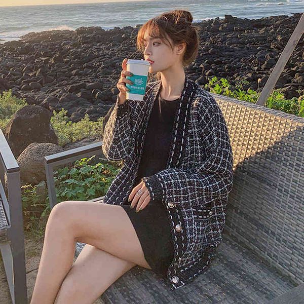 

women's sweaters plaid knitted cardigan enteritos largos de mujer elegantes sweater v neck chic korean style women oversized autumn laz, White;black