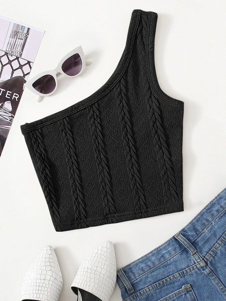 

one shoulder crop j4pc#, White
