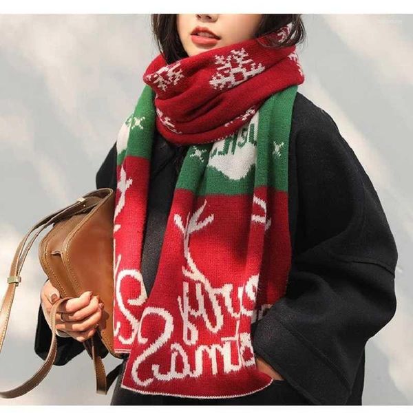 

christmas gift scarf female winter wild thick woolen knit chic japanese autumn and winter scarf student korean version1, Blue;gray