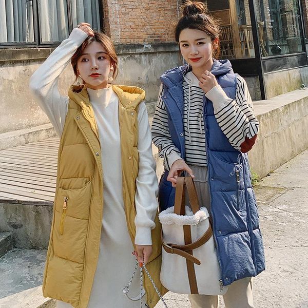 

long vest coats women autumn winter 2019 feminina hooded thick warm vest sleeveless jacket waistcoat female big plus size xxxl1, Black;white