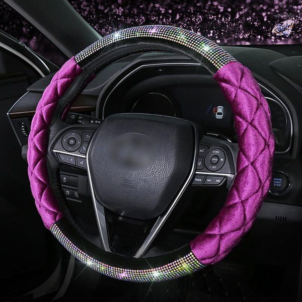 

crystal car steering wheel covers universal pink purple bling rhinestone steering wheel cover for girls car accessories1