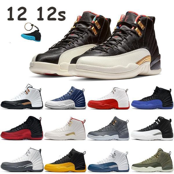 

jumpman gold indigo 12 12s university basketball shoes cny 2019 flu game white university red black roayl blue taxi mens sneakers trainers