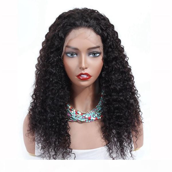 

yeswigs brazilian kinky curly 13x4 lace front wigs %150 density curly human hair 4x4 closure wigs remy preplucked drop shipping, Black;brown