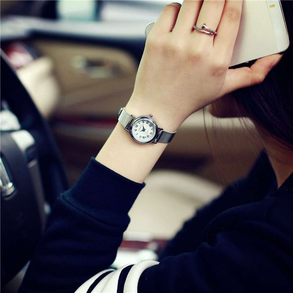 

watch korean women's fashion korean mori version simple thin belt student literature and art compact temperament fresh watch, Slivery;brown